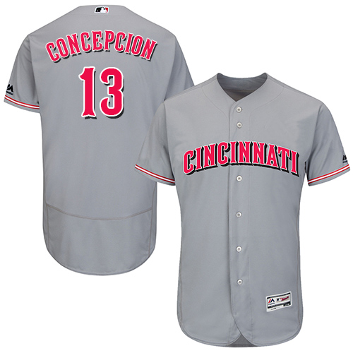 Reds #13 Dave Concepcion Grey Flexbase Authentic Collection Stitched MLB Jersey